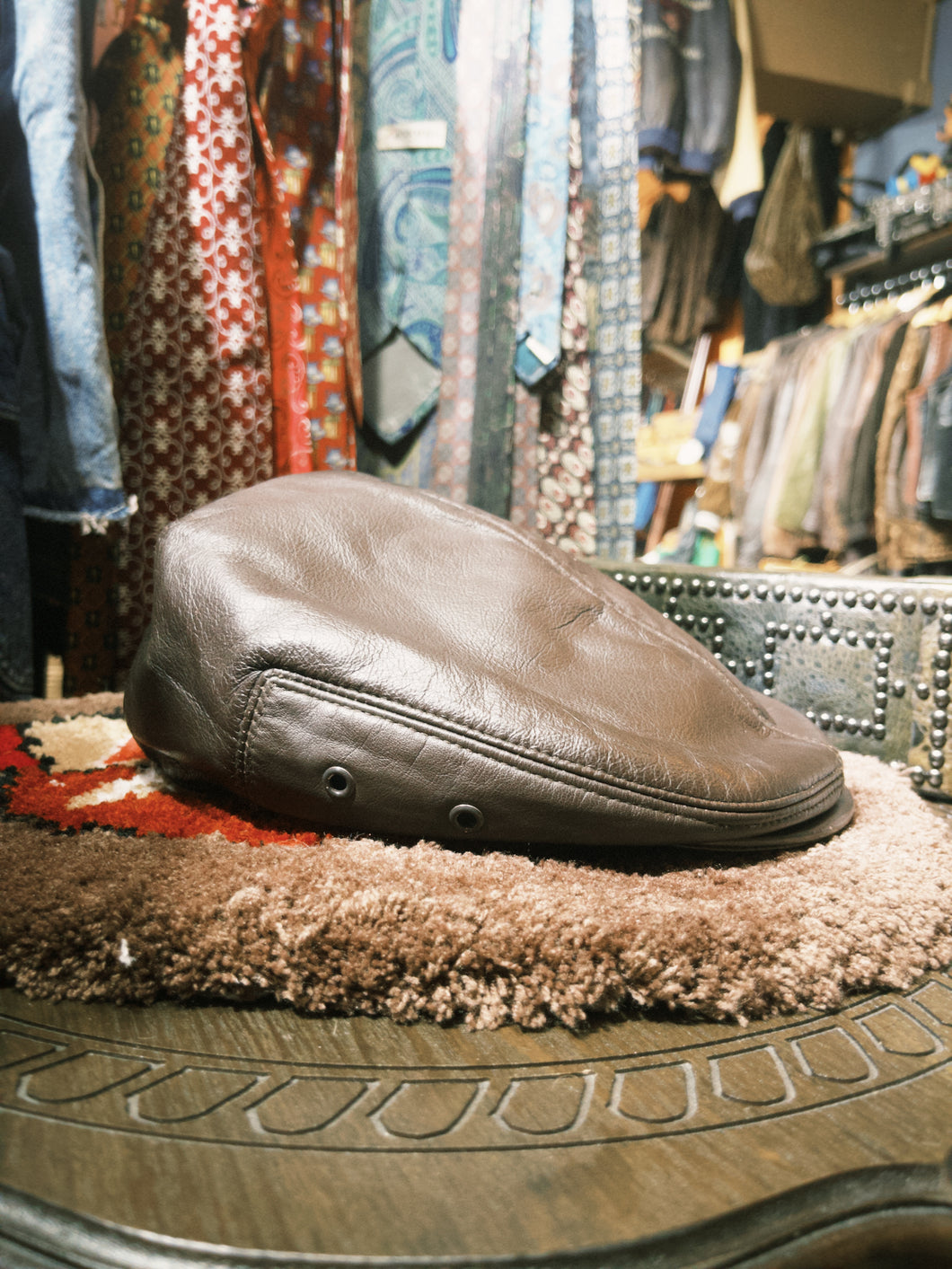 Vintage Leather Flat Cap